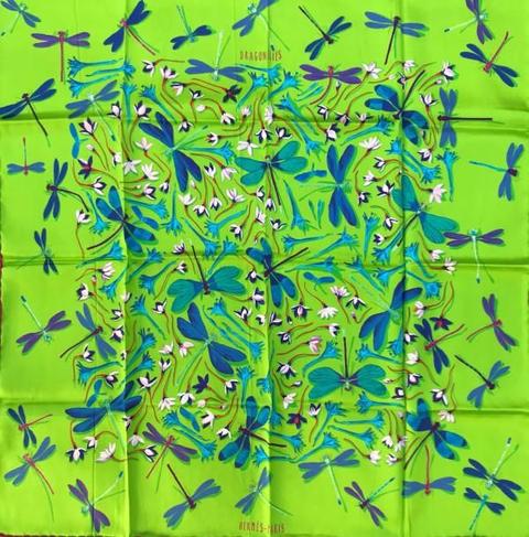 A variation of the Hermès scarf `Dragonflies ` first edited in 2016 by `Leigh P. Cook`