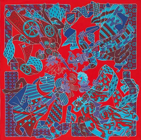 A variation of the Hermès scarf `Duels oniriques` first edited in 2019 by `Pierre Marie`