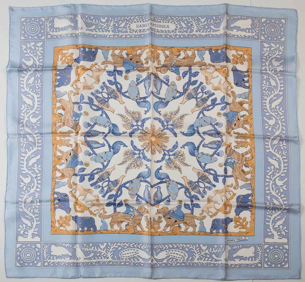 HERMES シルクスカーフ EARLY AMERICA aq12373 Hermes Carre90 