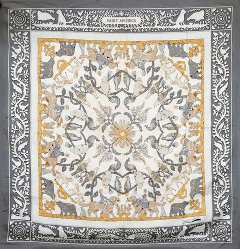 A variation of the Hermès scarf `Early america ` first edited in 1976 by `Françoise De La Perriere`