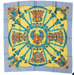 Hermès Égypte scarf in yellow by Caty Latham, 1970