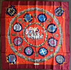 A variation of the Hermès scarf `Emblèmes de l'europe` first edited in 1993 by `Caty Latham`