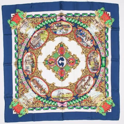 A variation of the Hermès scarf `Entente cordiale château d'eu` first edited in 1843 by `Loïc Dubigeon`