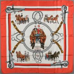 A variation of the Hermès scarf `Équipages ` first edited in 1973 by `Philippe Ledoux`