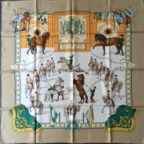 A variation of the Hermès scarf `Escuela andaluza ` first edited in 1996 by `Hubert de Watrigant`