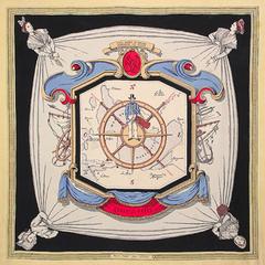 A variation of the Hermès scarf `Étang de berre` first edited in 1951 by `Hugo Grygkar`