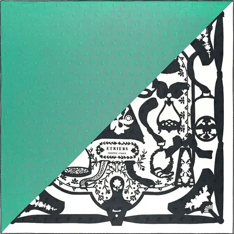 A variation of the Hermès scarf `Étriers tatouage` first edited in 2018 by `Françoise De La Perriere`