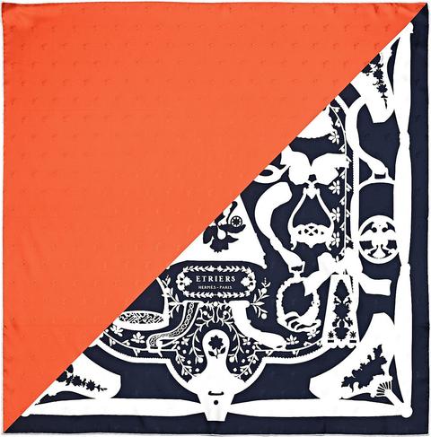 A variation of the Hermès scarf `Étriers tatouage` first edited in 2018 by `Françoise De La Perriere`