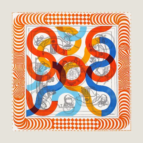A variation of the Hermès scarf `Ex-libris circuit` first edited in 2020 by `Hugo Grygkar`, `Pagni Gianpaolo `
