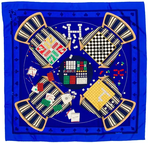 A variation of the Hermès scarf `Faites vos jeux` first edited in 2004 by `Karen Petrossian`