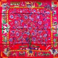 A variation of the Hermès scarf `Fantaisies indiennes ` first edited in 1985 by `Loïc Dubigeon`