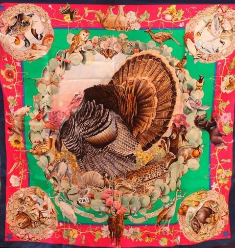 A variation of the Hermès scarf `Faune et flore du texas ` first edited in 1987 by `Kermit Oliver`