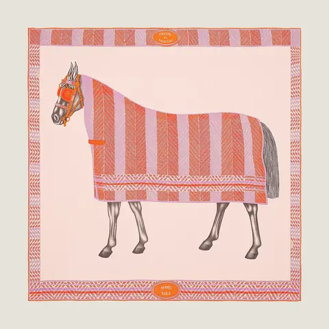 A variation of the Hermès scarf `Favori du faubourg` first edited in 2020 by `Florence Manlik`