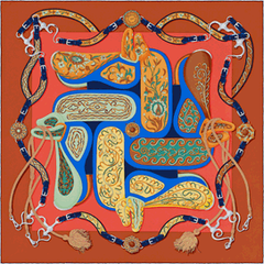 A variation of the Hermès scarf `Festival des amazones` first edited in 2013 by `Henri d'Origny`