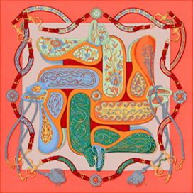 A variation of the Hermès scarf `Festival des amazones` first edited in 2013 by `Henri d'Origny`