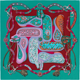 A variation of the Hermès scarf `Festival des amazones` first edited in 2013 by `Henri d'Origny`