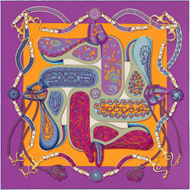 A variation of the Hermès scarf `Festival des amazones` first edited in 2013 by `Henri d'Origny`