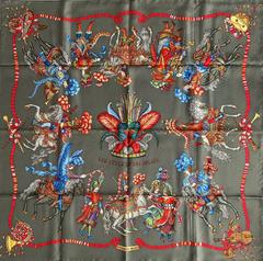 A variation of the Hermès scarf `Les fêtes du roi soleil  ` first edited in 1994 by `Michel Duchene`