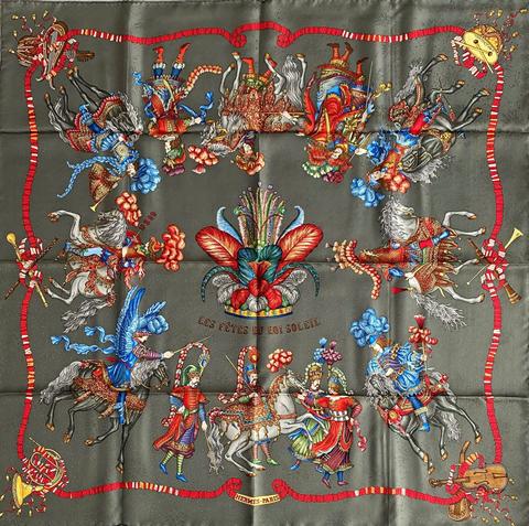 A variation of the Hermès scarf `Les fêtes du roi soleil  ` first edited in 1994 by `Michel Duchene`