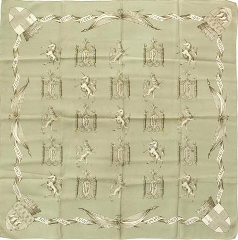 A variation of the Hermès scarf `Alliance Franco-Anglaise` first edited in 1940 by `Charles Pittner`