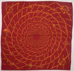 A variation of the Hermès scarf `Feux de l'espace ` first edited in 1987 by `Michel Duchene`