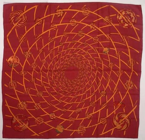 A variation of the Hermès scarf `Feux de l'espace ` first edited in 1987 by `Michel Duchene`