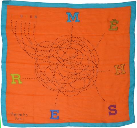 A variation of the Hermès scarf `Fils conducteurs` first edited in 2006 by `Sandy Queudrus`