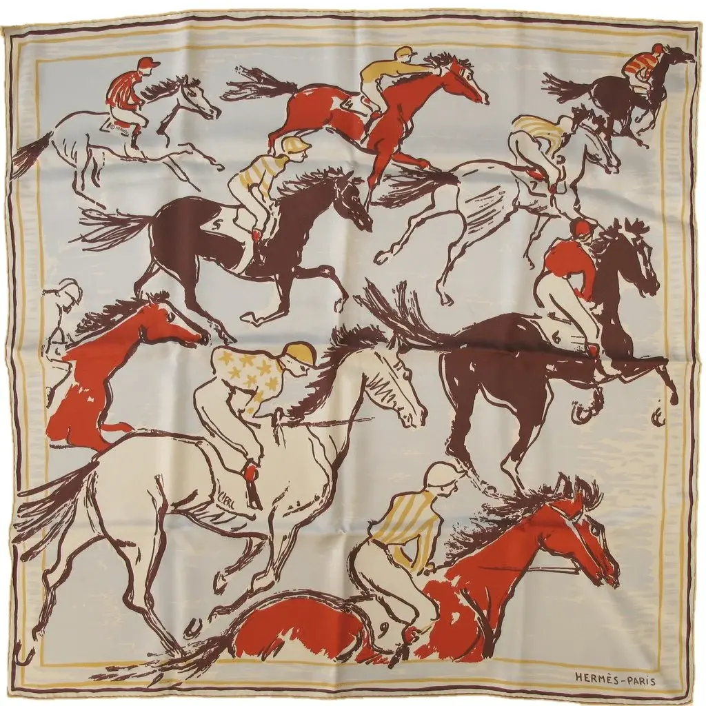 ☆HERMES☆ ハンカチ 馬車 木 家 点描 綿100％ ホワイト レッド 761-finish-4604-s1024.webp