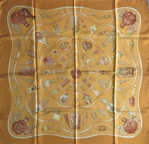 A variation of the Hermès scarf `Flacons ` first edited in 1988 by `Catherine Baschet`