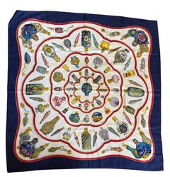 Hermès Flacons scarf in blue by Catherine Baschet, 1988