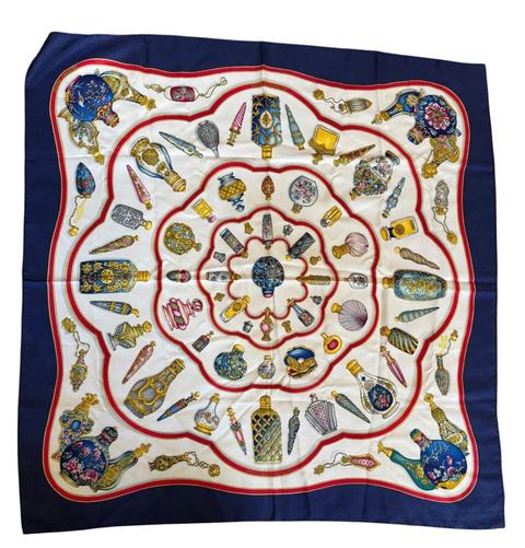 Hermès Flacons scarf in blue by Catherine Baschet, 1988
