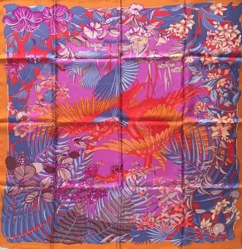 A variation of the Hermès scarf `Flamingo party ` first edited in 2015 by `Laurence Bourthoumieux`