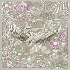 A variation of the Hermès scarf `Flamingo party` first edited in 2015 by `Laurence Bourthoumieux`