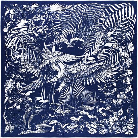 A variation of the Hermès scarf `Flamingo party tatouage` first edited in 2016 by `Laurence Bourthoumieux`