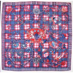 A variation of the Hermès scarf `Fleurs d'écosse` first edited in 2010 by `Kerr Sylvia `