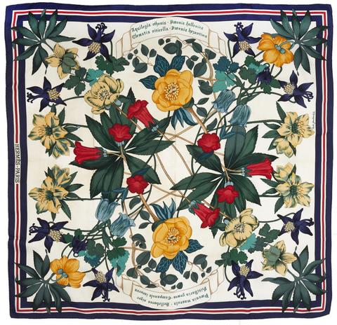 A variation of the Hermès scarf `Fleurs d'hellade ` first edited in 1992 by `Niki Goulandris`