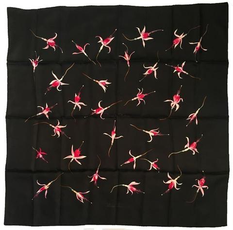 A variation of the Hermès scarf `Fleurs de fuchsia ` first edited in 2006 by `Leigh P. Cook`