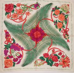 A variation of the Hermès scarf `Fleurs de l'opéra ` first edited in 1989 by `Julie Abadie`