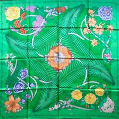 A variation of the Hermès scarf `Fleurs de l'opéra ` first edited in 1989 by `Julie Abadie`