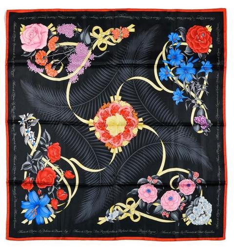 A variation of the Hermès scarf `Fleurs de l'opéra ` first edited in 1989 by `Julie Abadie`