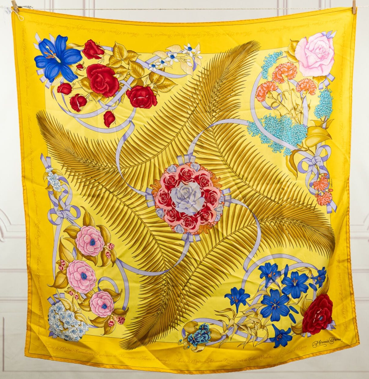 Opera Color Theme Hermès Fleurs de l'Opéra Scarf (Yellow) – Julie Abadie, 1989 | Scarf Sage