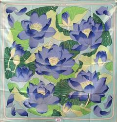 A variation of the Hermès scarf `Fleurs de lotus ` first edited in 1974 by `Christiane Vauzelles`