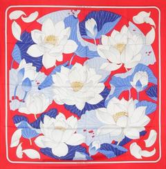 A variation of the Hermès scarf `Fleurs de lotus ` first edited in 1974 by `Christiane Vauzelles`