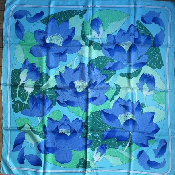 Fleurs de lotus blue - Hermès Scarf Details | Scarf Sage