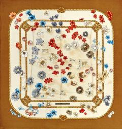 A variation of the Hermès scarf `Fleurs de montagne ` first edited in 1982 by `Caty Latham`