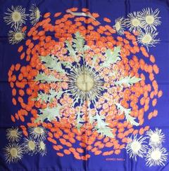 A variation of the Hermès scarf `Fleurs et carlines ` first edited in 1985 by `Vladimir Rybaltchenko`