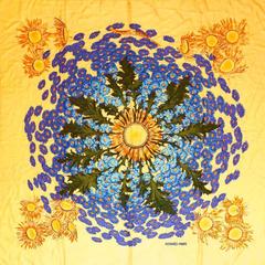 A variation of the Hermès scarf `Fleurs et carlines ` first edited in 1985 by `Vladimir Rybaltchenko`