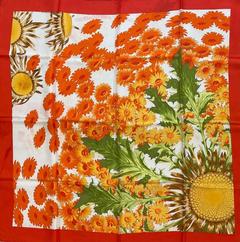 A variation of the Hermès scarf `Fleurs et carlines II (détail)` first edited in 2003 by `Vladimir Rybaltchenko`