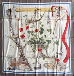 A variation of the Hermès scarf `Fleurs et gibiers ` first edited in 1962 by `Henri de Linarès`