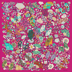 A variation of the Hermès scarf `Fleurs et papillons de tissus` first edited in 2013 by `Christine Henry`